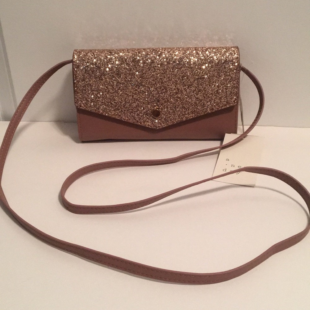 NWT Glitter Crossbody Wallet
